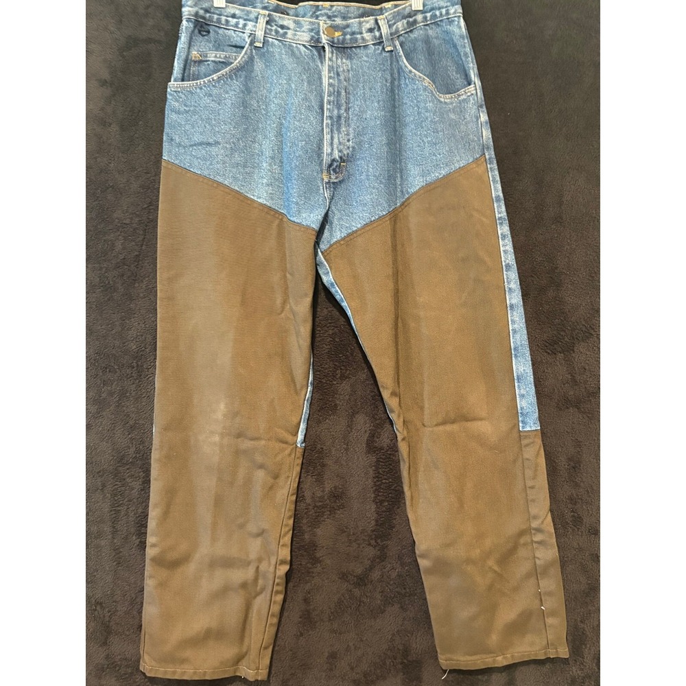 Wrangler‎ Carpenter Pants Mens 38x30 Blue Brown Colorblock Workwear Denim 38